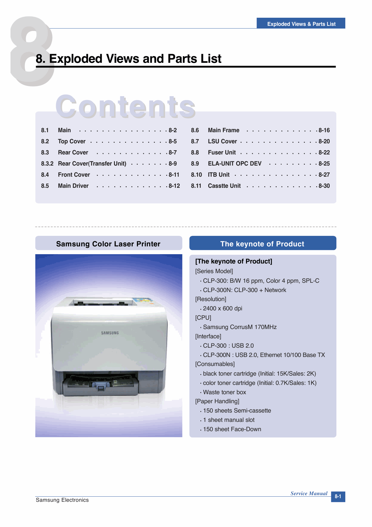 Samsung Color-Laser-Printer CLP-300 Parts Manual-1